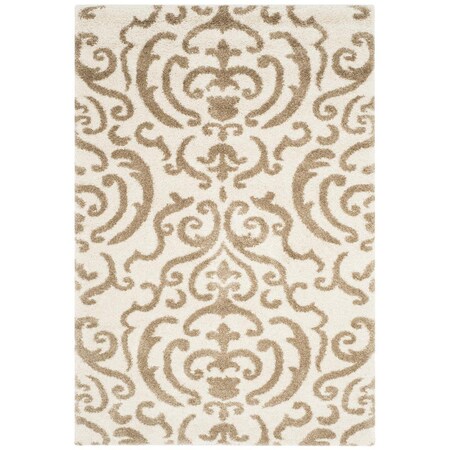 Safavieh Shag Power Loomed Runner Area Rug, Cream and Beige - 2 ft.-3 in. x 8 ft. SG462-1113-28